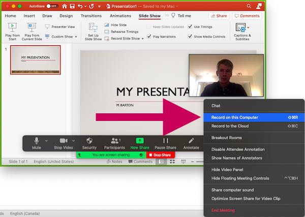 how to record a powerpoint presentation with video on zoom