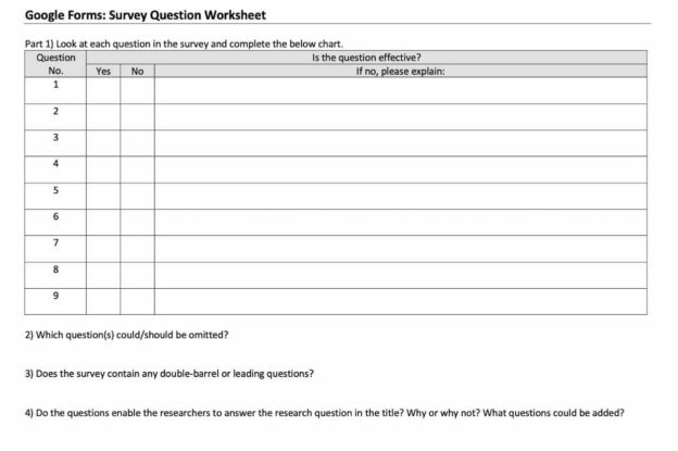 Worksheet: Identifying Errors in Survey Questions (Research Skills)