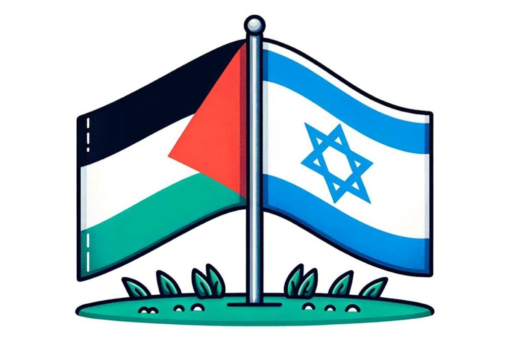 The Palestinian and Israeli flags